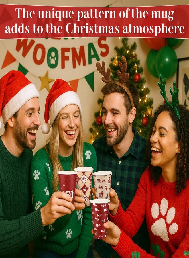 Ferrochef 60 Pcs 12oz Christmas Paper Cups with Lids Disposable Cute Holiday Dachshund Party Hot Chocolate Coffee Cups for Xmas Dachshund Birthday Party Decor Supplies, 4 Designs - Image 5